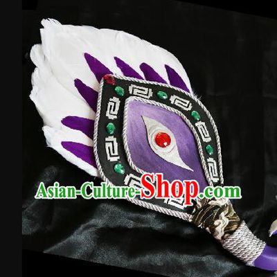 Chinese Traditional Puppet Show Swordsman Props Ancient Taoist Nun Feather Fan Cosplay Military Counsellor Fans