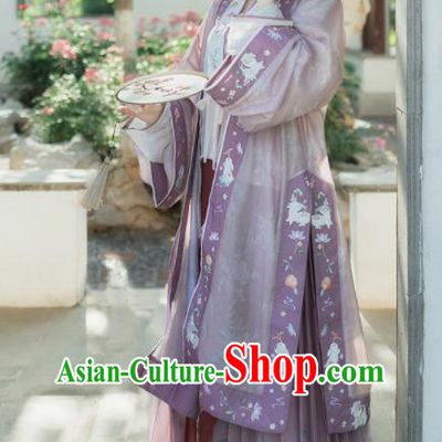 China Traditional Noble Woman Historical Clothing Ancient Young Mistress Embroidered Hanfu Dress Song Dynasty Garment Costumes