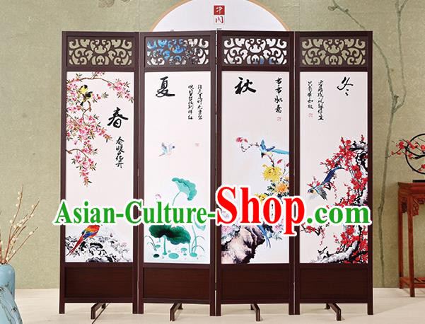 Chinese Hand Painting Screens Home Ornaments Handmade Flowers Birds Folding Screen Craft Chinese Hand Painting Screens Home Ornaments Handmade Flowers Birds Folding Screen Craft