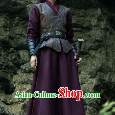 China Ancient Swordswoman Garment Costumes The Rebel Princess Southern and Northern Dynasties Female Warrior Armor Clothing Complete Set