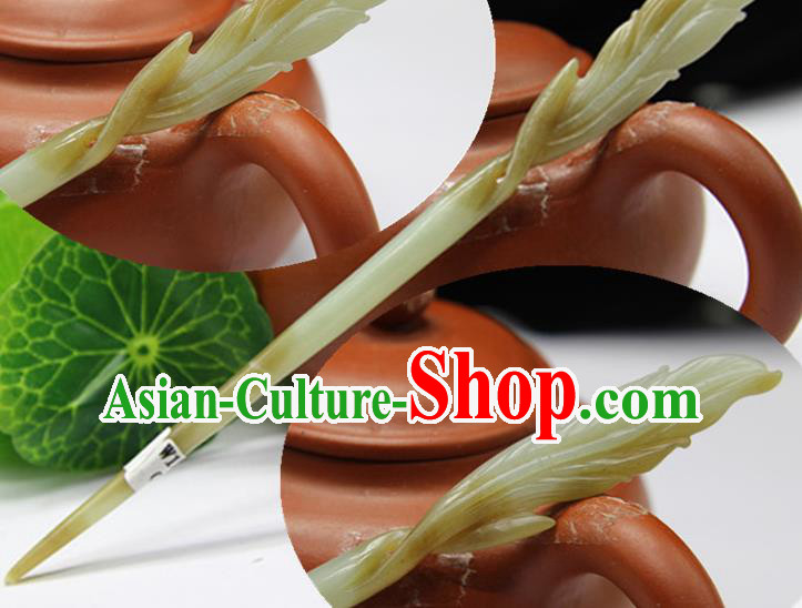 China Classical Cheongsam Hair accessories Handmade Jade Carving Feather Hairpin National Hair Stick China Classical Cheongsam Hair accessories Handmade Jade Carving Feather Hairpin National Hair Stick