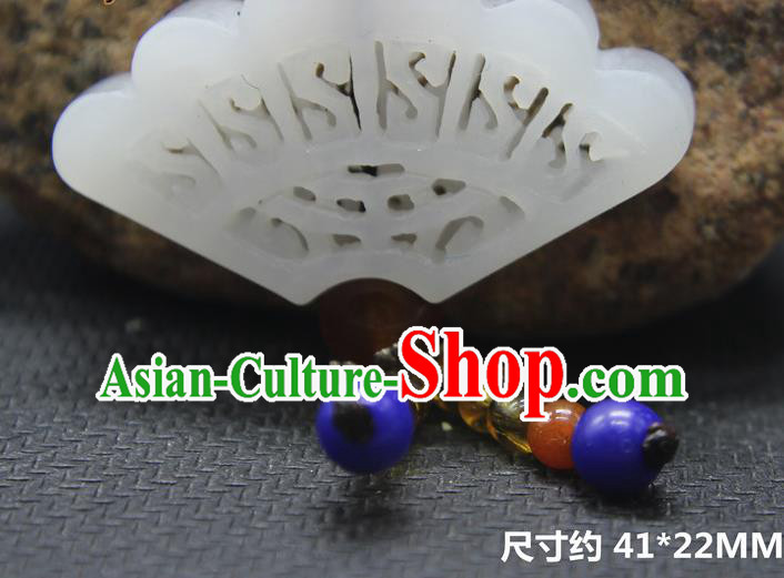 China Classical Jewelry Accessories Handmade Carving Fan Pendant National Hetian Jade Sachet China Classical Jewelry Accessories Handmade Carving Fan Pendant National Hetian Jade Sachet