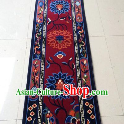 Tibetan Lotus Rug Chinese Handmade Wine Red Rug