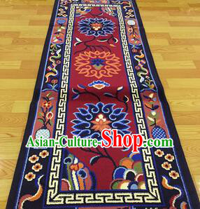Tibetan Lotus Rug Chinese Handmade Wine Red Rug