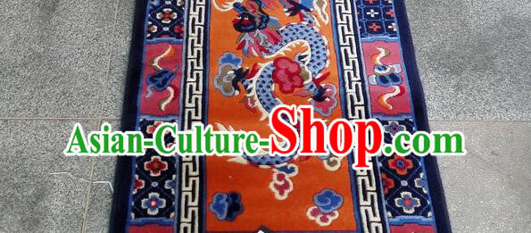 Tibetan Double Dragons Rug Chinese Handmade Orange Rug Tibetan Double Dragons Rug Chinese Handmade Orange Rug