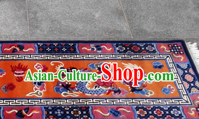 Tibetan Double Dragons Rug Chinese Handmade Orange Rug Tibetan Double Dragons Rug Chinese Handmade Orange Rug