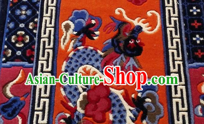 Tibetan Double Dragons Rug Chinese Handmade Orange Rug Tibetan Double Dragons Rug Chinese Handmade Orange Rug