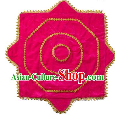 Chinese Dancing Handkerchief Pink Velvet Handkerchief with Gold Trim