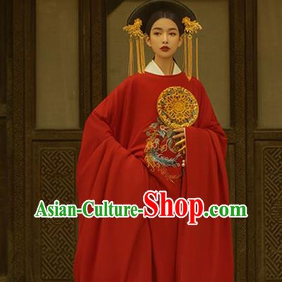 Chinese Ancient Imperial Consort Garment Costumes Traditional Wedding Clothing Song Dynasty Red Hanfu Dress