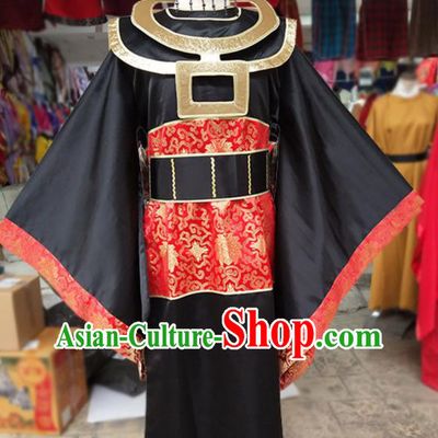 Chinese Cosplay Yama Clothing 1986 Journey to the West Hell King Black Costumes and Headwear Complete Set