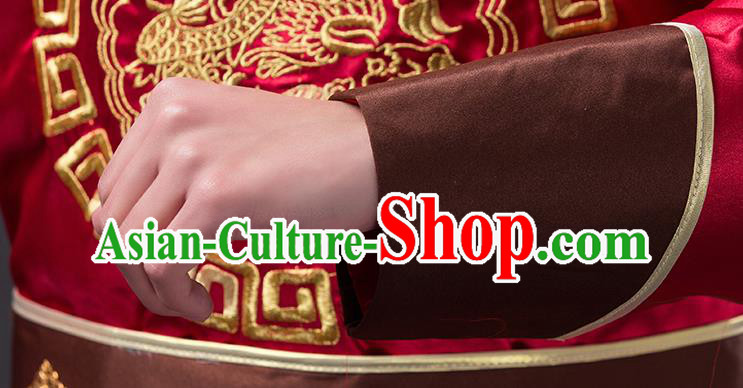 Chinese Qing Dynasty Prince Costumes Ancient Royal Highness Red Robe Clothing