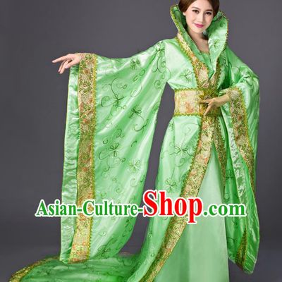 Chinese Ancient Palace Lady Hanfu Clothing Tang Dynasty Royal Princess Green Dress Costume
