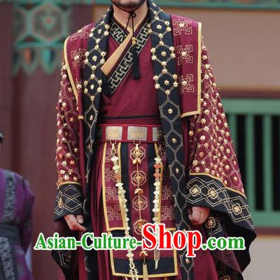 TV Series GyeBaek King Uija Clothing Korean Ancient Lord Garment Costumes Traditional Imperial Robe and Hair Accessories
