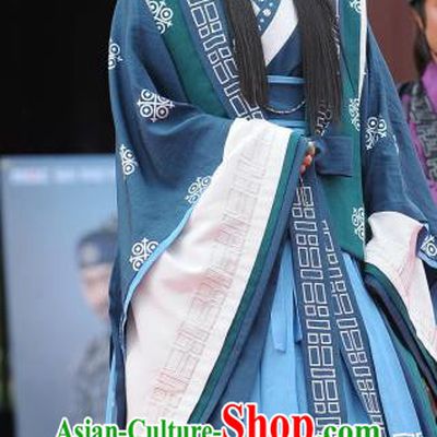 TV Series GyeBaek Garment Costumes Korean Traditional Clothing Ancient Queen Eun go Blue Dress and Headpieces