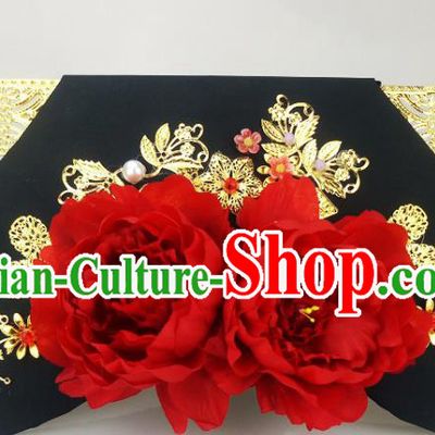 China TV Series Treading On Thin Ice Ruo Xi Headpiece Ancient Court Lady Hair Accessories Traditional Qing Dynasty Princess Giant Wing Headdress