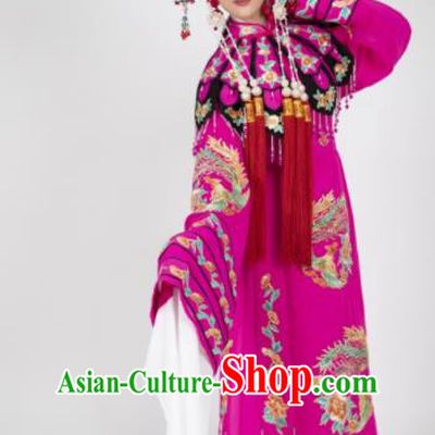 Chinese Ancient Princess Clothing Peking Opera Hua Tan Garment Costumes Traditional Cantonese Opera Diva Magenta Dress