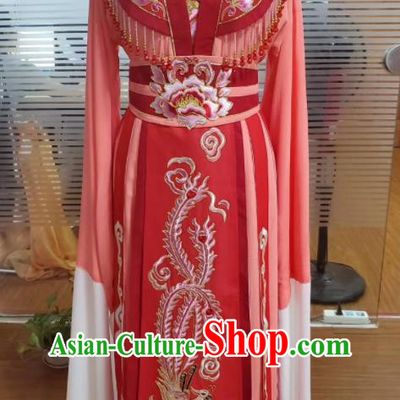 Chinese Peking Opera Diva Garment Costumes Traditional Shaoxing Opera Actress Red Dress Ancient Royal Empress Clothing