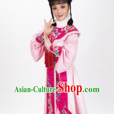 Chinese Peking Opera Hua Dan Pink Dress Traditional Shaoxing Opera Swordswoman Garment Costumes Ancient Female General Clothing