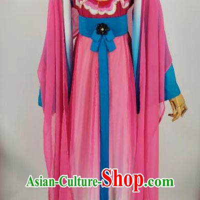 China Shaoxing Opera Diva Pink Dress Peking Opera Hua Tan Garment Costumes Ancient Goddess Clothing