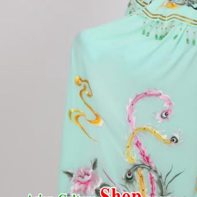 China Shaoxing Opera Empress Embroidered Light Green Mantle Peking Opera Hua Tan Cape Costume Ancient Princess Clothing
