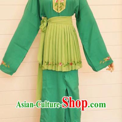 China Peking Opera Maid Costume Ancient Servant Girl Clothing Huangmei Opera Actress Green Dress