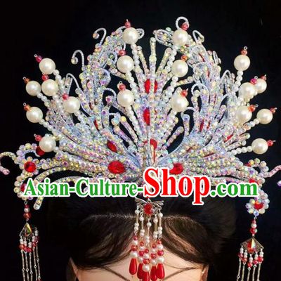 Chinese Shaoxing Opera Empress Phoenix Crown Beijing Opera Hua Tan Headpiece Traditional Opera Princess Hair Accessories
