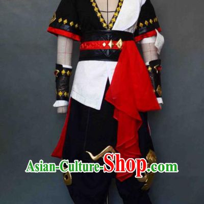Chinese Ancient Young Hero Garment Costumes Cosplay Swordsman Black Clothing Jian Xia Qing Yuan Apparel