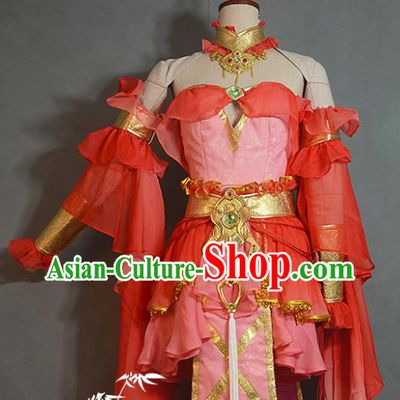 Chinese Ancient Female Swordsman Clothing Gama Jian Xia Qing Yuan Xiu Niang Red Dress Cosplay Fairy Garment Costumes