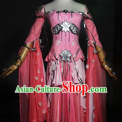 Chinese Game Jian Xia Qing Yuan Xiu Niang Pink Dress Cosplay Noble Lady Garment Costumes Ancient Female Swordsman Clothing