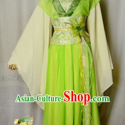 Chinese Cosplay Princess Garment Costumes Ancient Swordswoman Clothing Traditional The Legend of Chusen Bi Yao Green Hanfu Dress