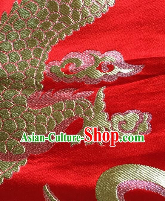 China Classical Large Dragon Pattern Red Brocade Fabric Ancient Costume Silk Fabrics Traditional Drapery China Classical Large Dragon Pattern Red Brocade Fabric Ancient Costume Silk Fabrics Traditional Drapery