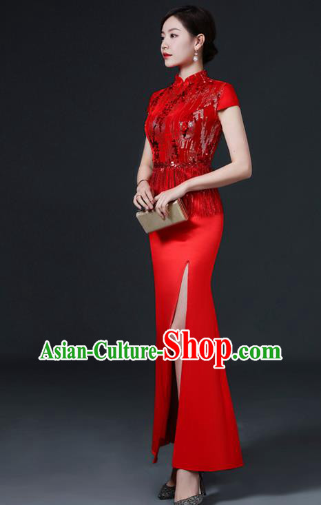 Chinese Traditional Wedding Qipao Bride Red Cheongsam Modern Qipao Dress New Year Mermaid Full Dress Chinese Traditional Wedding Qipao Bride Red Cheongsam Modern Qipao Dress New Year Mermaid Full Dress
