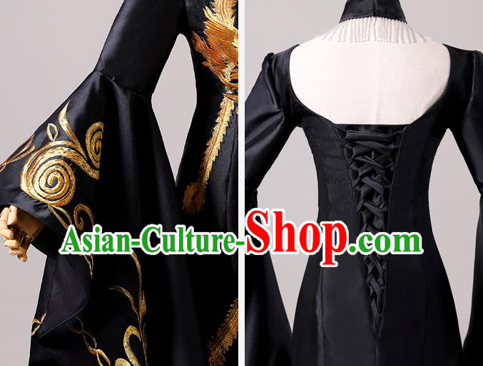 China New Year Formal Garment Compere Fishtail Dress Professional Catwalks Black Full Dress China New Year Formal Garment Compere Fishtail Dress Professional Catwalks Black Full Dress