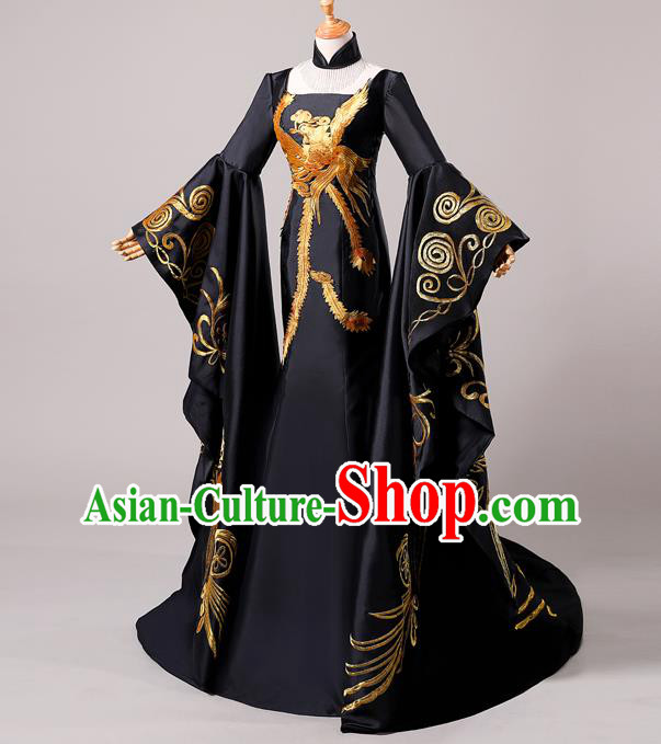 China New Year Formal Garment Compere Fishtail Dress Professional Catwalks Black Full Dress China New Year Formal Garment Compere Fishtail Dress Professional Catwalks Black Full Dress