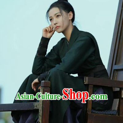 Chinese Female Knight Black Dress Clothing Wuxia TV Series Sword Snow Stride Garment Ancient Swordswoman Replica Costumes