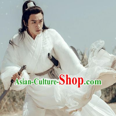 Chinese Ancient Young General Replica Costumes Swordsman White Clothing Wuxia TV Series Sword Snow Stride Xu Feng Nian Garments