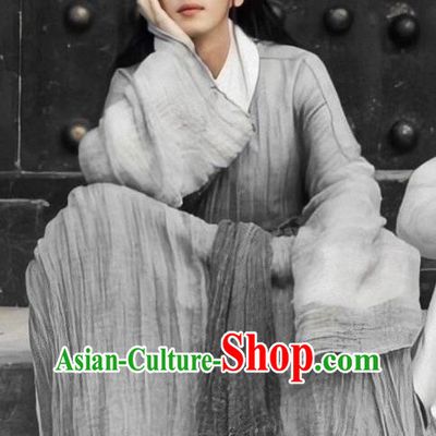 Chinese Ancient Swordsman Grey Clothing Wuxia Young Knight Costume TV Series Sword Snow Stride Xu Feng Nian Garments