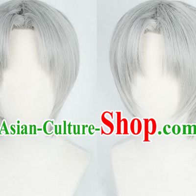 Top Handmade Short Wig Men Head Gear Silver Gray Wig