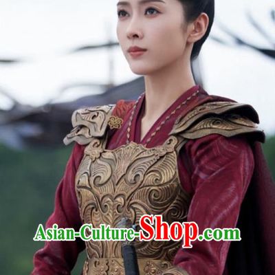 Chinese Ancient Female General Armor Clothing Wuxia TV Series Qie Shi Tian Xia Feng Qi Wu Dresses Woman Warrior Swordsman Garment Costumes