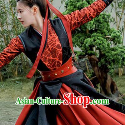 Chinese Swordswoman Garment Costumes Ancient Female Knight Clothing Wuxia TV Series Qie Shi Tian Xia Bai Feng Xi Dresses