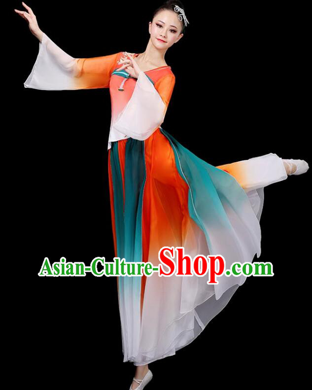 Chinese Classical Dance Clothing Ancient Fairy Dance Garment Costumes Umbrella Dance Gradient Orange Dress Chinese Classical Dance Clothing Ancient Fairy Dance Garment Costumes Umbrella Dance Gradient Orange Dress