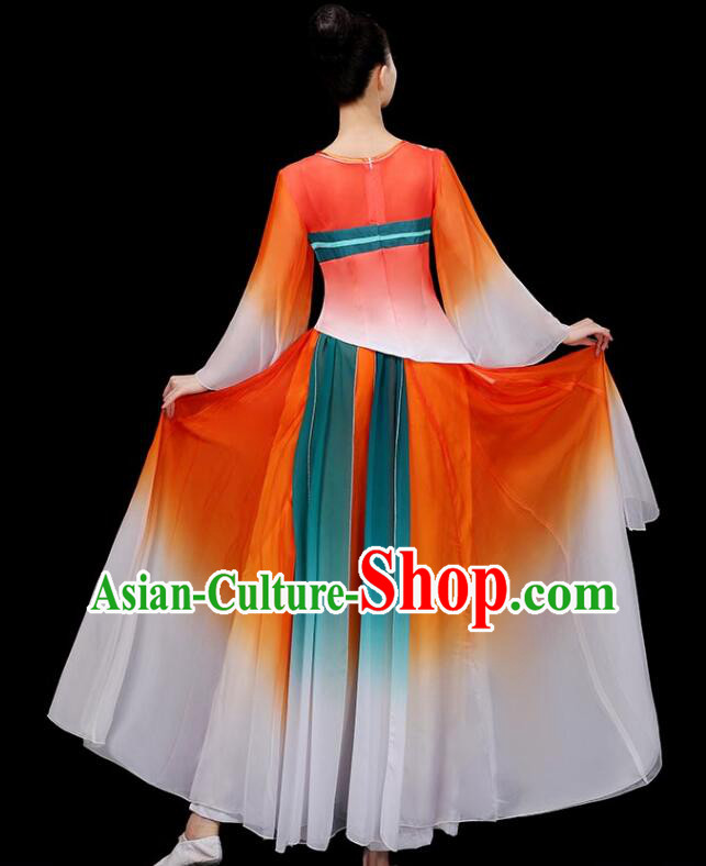 Chinese Classical Dance Clothing Ancient Fairy Dance Garment Costumes Umbrella Dance Gradient Orange Dress Chinese Classical Dance Clothing Ancient Fairy Dance Garment Costumes Umbrella Dance Gradient Orange Dress
