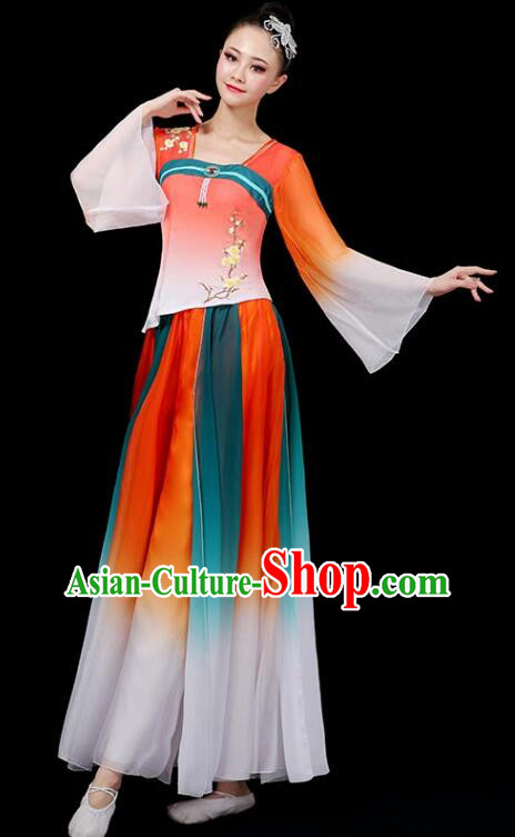 Chinese Classical Dance Clothing Ancient Fairy Dance Garment Costumes Umbrella Dance Gradient Orange Dress Chinese Classical Dance Clothing Ancient Fairy Dance Garment Costumes Umbrella Dance Gradient Orange Dress