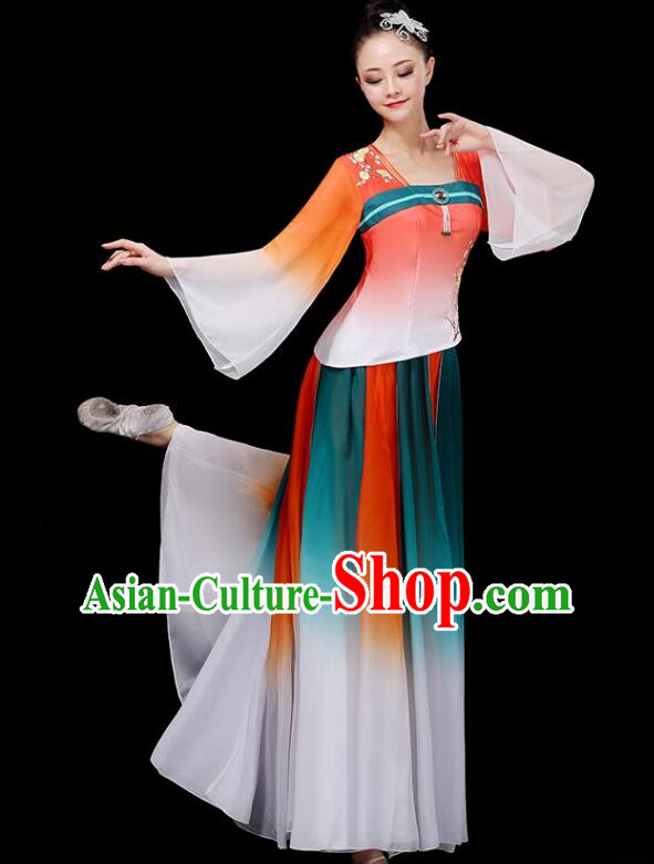 Chinese Classical Dance Clothing Ancient Fairy Dance Garment Costumes Umbrella Dance Gradient Orange Dress Chinese Classical Dance Clothing Ancient Fairy Dance Garment Costumes Umbrella Dance Gradient Orange Dress