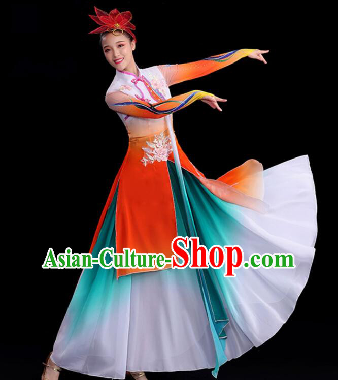 Chinese Umbrella Dance Gradient Red Dress Classical Dance Clothing Ancient Fairy Dance Garment Costumes Chinese Umbrella Dance Gradient Red Dress Classical Dance Clothing Ancient Fairy Dance Garment Costumes