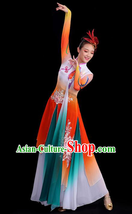 Chinese Umbrella Dance Gradient Red Dress Classical Dance Clothing Ancient Fairy Dance Garment Costumes Chinese Umbrella Dance Gradient Red Dress Classical Dance Clothing Ancient Fairy Dance Garment Costumes