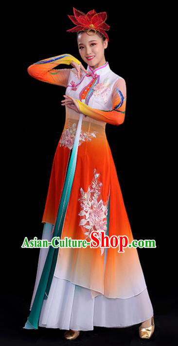 Chinese Umbrella Dance Gradient Red Dress Classical Dance Clothing Ancient Fairy Dance Garment Costumes Chinese Umbrella Dance Gradient Red Dress Classical Dance Clothing Ancient Fairy Dance Garment Costumes