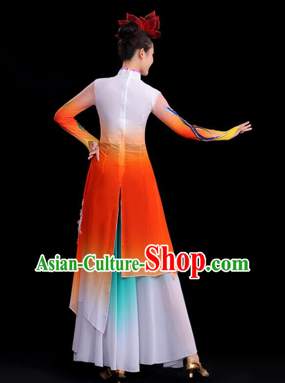Chinese Umbrella Dance Gradient Red Dress Classical Dance Clothing Ancient Fairy Dance Garment Costumes Chinese Umbrella Dance Gradient Red Dress Classical Dance Clothing Ancient Fairy Dance Garment Costumes