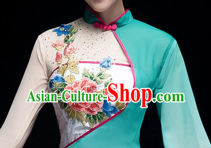 Chinese Fan Dance Garment Costumes Umbrella Dance Gradient Magenta Green Dress Classical Dance Clothing Chinese Fan Dance Garment Costumes Umbrella Dance Gradient Magenta Green Dress Classical Dance Clothing