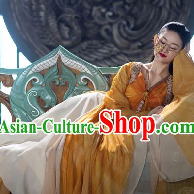 Chinese Ancient Fairy Ginger Dress Clothing Xian Xia Demon Peri Apparel TV Series The Blue Whisper Princess Shun De Garment Costumes